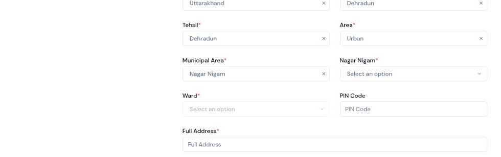 Present and permanent address sections grouped as structured subforms