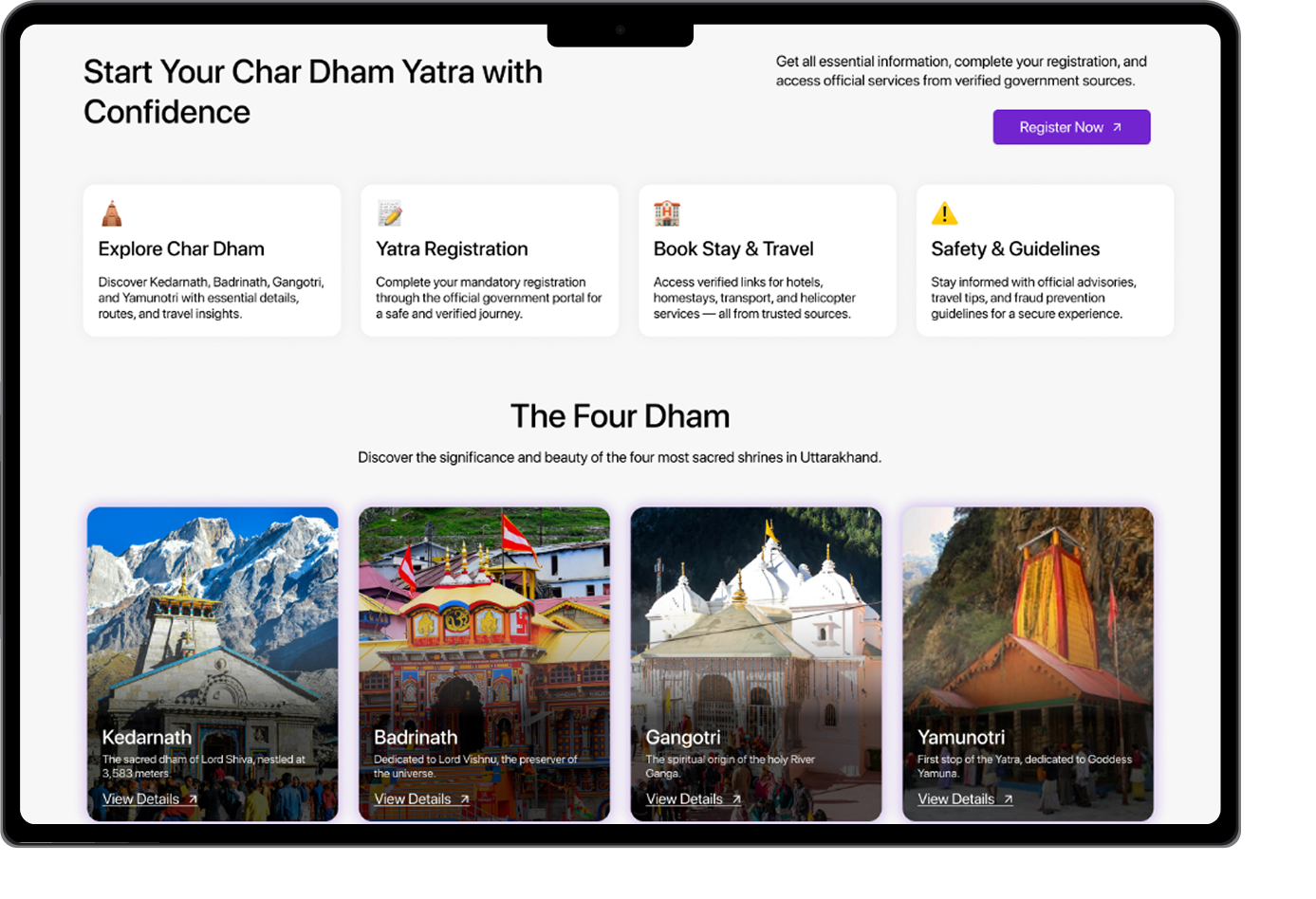 Char Dham, Officially